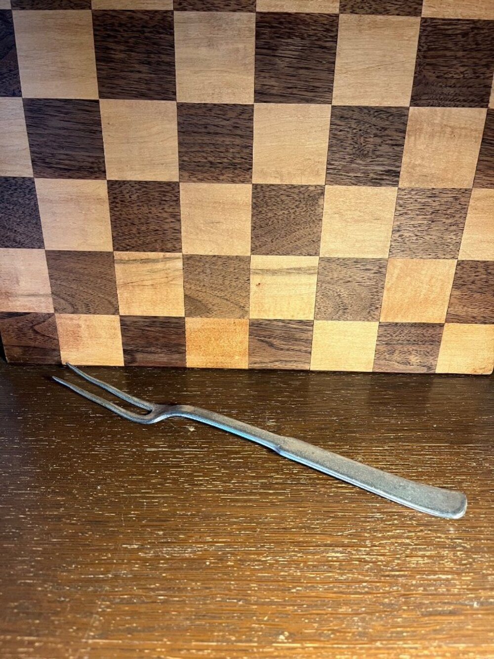 Pewter Meat Fork, some bends in tine